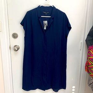Dark Blue Button Down Dress with short sleeves XL